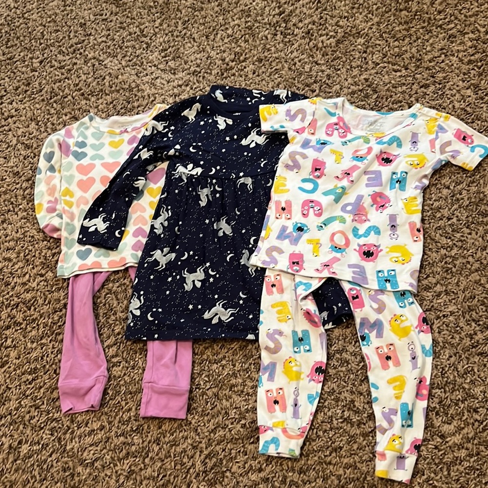 Bundle of 2T girls clothes dress and pajamas